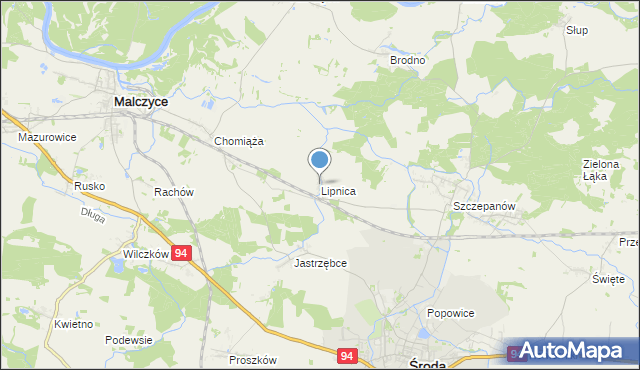 mapa Lipnica, Lipnica gmina Środa Śląska na mapie Targeo